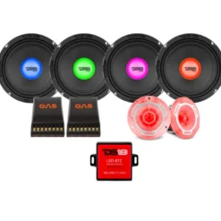 4-pack DS18 PRO-X6.4RGBCAP med PRO-TW1L, SPL-kit med RGB LED-belysning