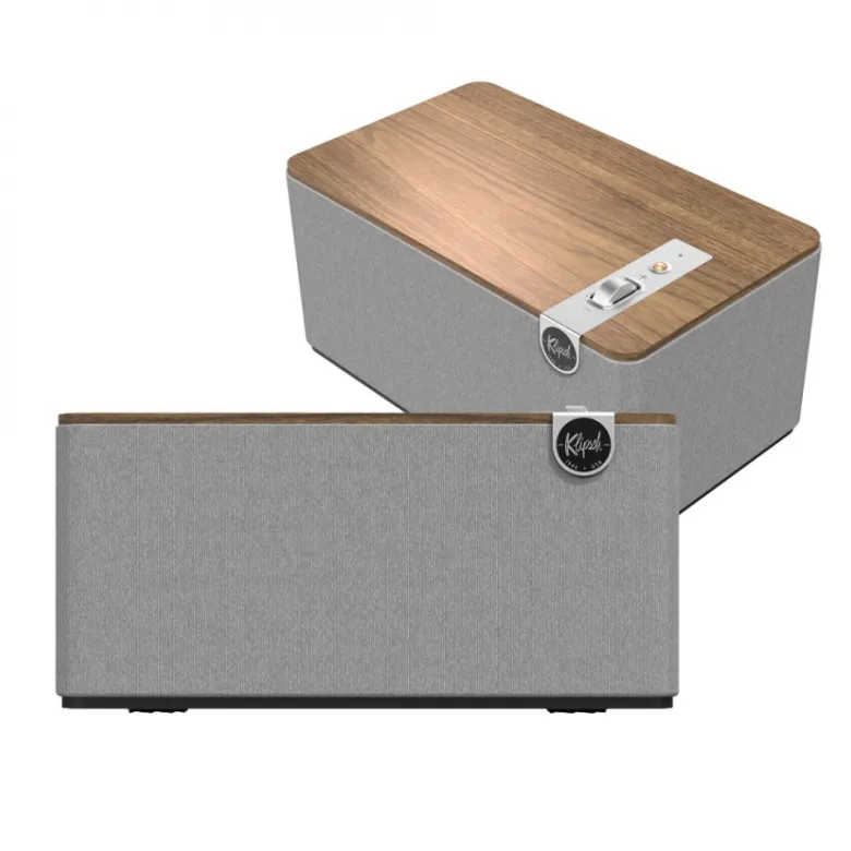 2-pack Klipsch The Three Plus Bluetooth-högtalare, valnöt