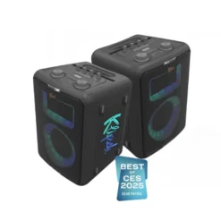 2-pack Klipsch Vegas, partyhögtalare med Bluetooth & mikrofon