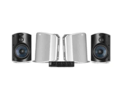 4-pack Polk Audio Atrium 4 vita utomhushögtalare med SC4B högtalarväxel