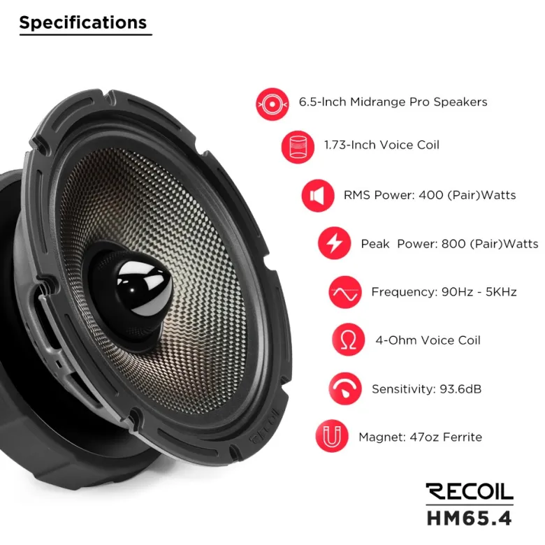 Recoil HM65.4, 6.5-tums midbas/mellanregister, par