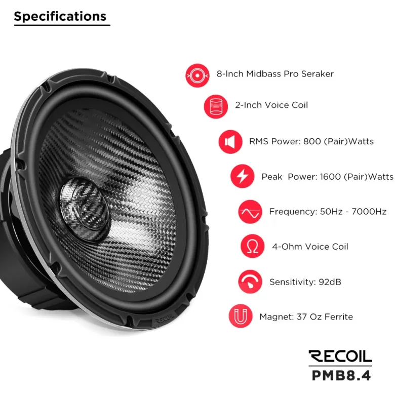 Recoil PMB8.4, 8-tums midbas/mellanregister, par