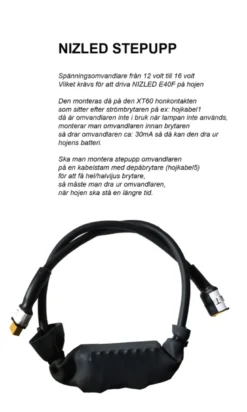 Stepupp 12 till 16volt/6amp för E40F på hjälmen