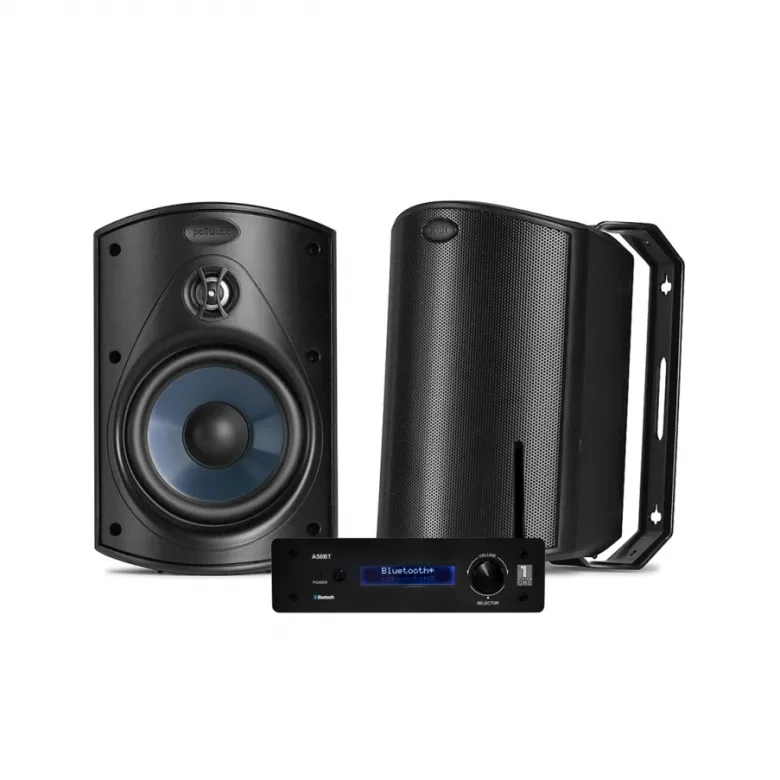 System One A50BT & Polk Audio Atrium 4 svarta utomhushögtalare, stereopaket