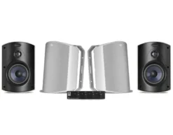 System One SC4B högtalarväxel & 2 par Polk Audio Atrium 6 Vita Utomhushögtalare