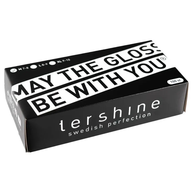 Tershine Nitrilhandskar, svarta 100-pack, medium 7-8