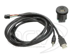 USB + AUX 3.5mm chassimonterad kontakt med 1.5m kabel