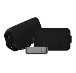 Wiim Amp Pro & svarta utomhushögtalare från Sonos och Sonance, par