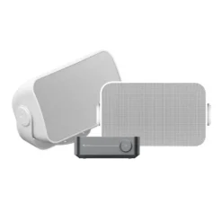WiiM Amp Pro & vita utomhushögtalare från Sonos och Sonance, par
