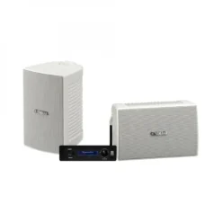 Yamaha NS-AW194 i vitt med System One A50BT, utomhuspaket
