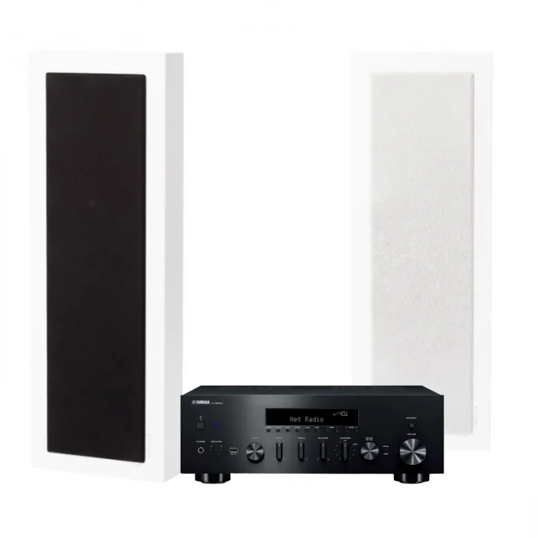 Yamaha R-N600A & DLS Flatbox XL i mattvit, stereopaket