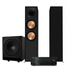 Yamaha R-N800A & Klipsch R-800F med CSB-V12, svart 2.1 stereopaket
