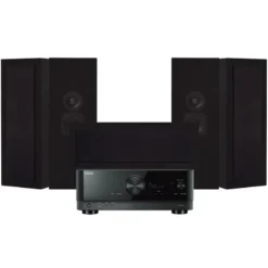 Yamaha RX-V4A & DLS Flatbox Slim Large On-Wall 5.0 hemmabiopaket, mattsvart